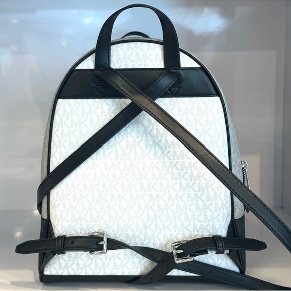 Michael Kors Rhea Medium Color-Block Signature Logo Backpack Optic White Multi - Picture 6 of 8